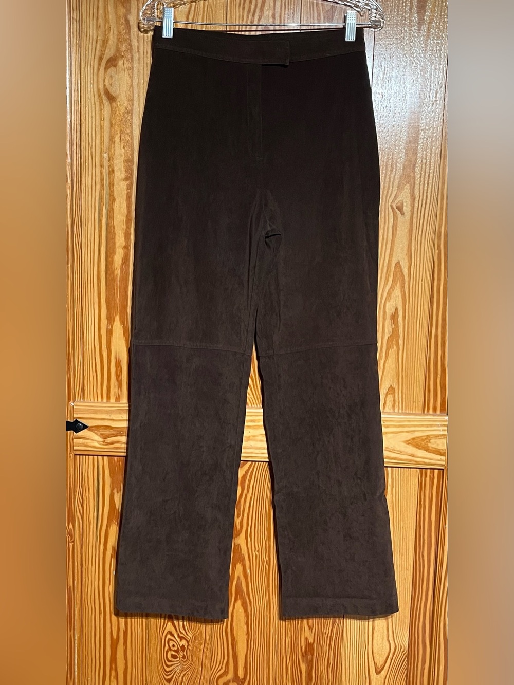 Vintage Brown Faux Suede High Rise Fully Lined Wide Leg Pants Stretch